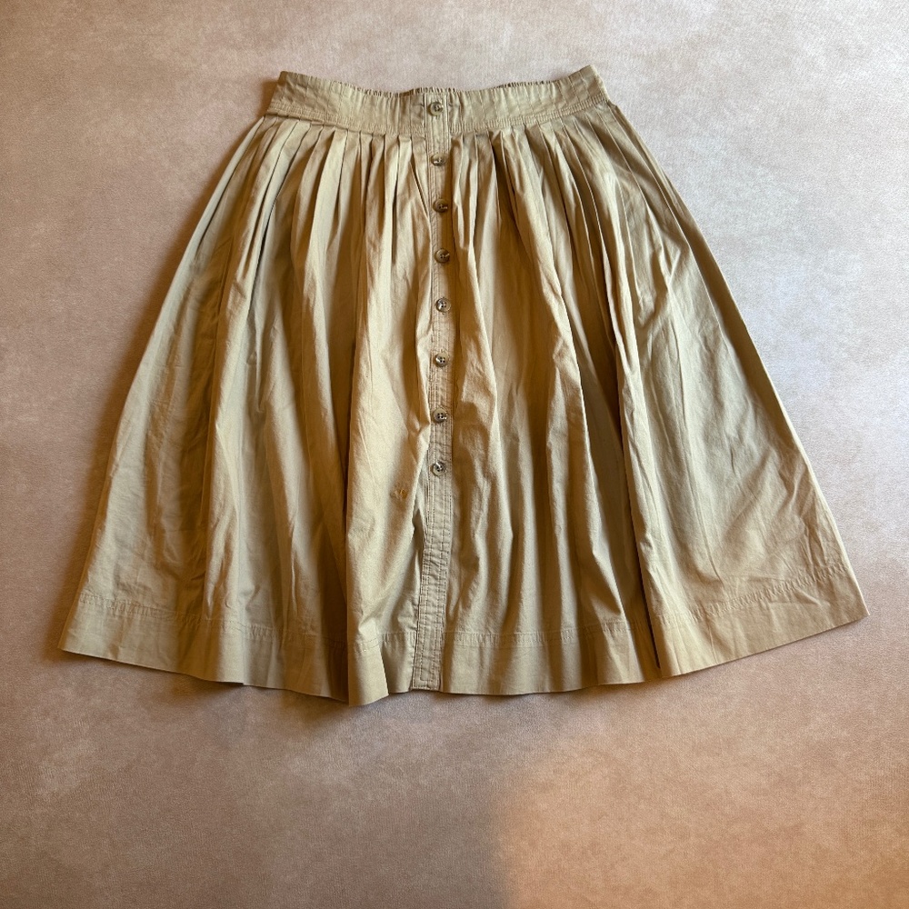 J. Crew Factory Tan Button-Front Midi Skirt - Picture 5 of 9